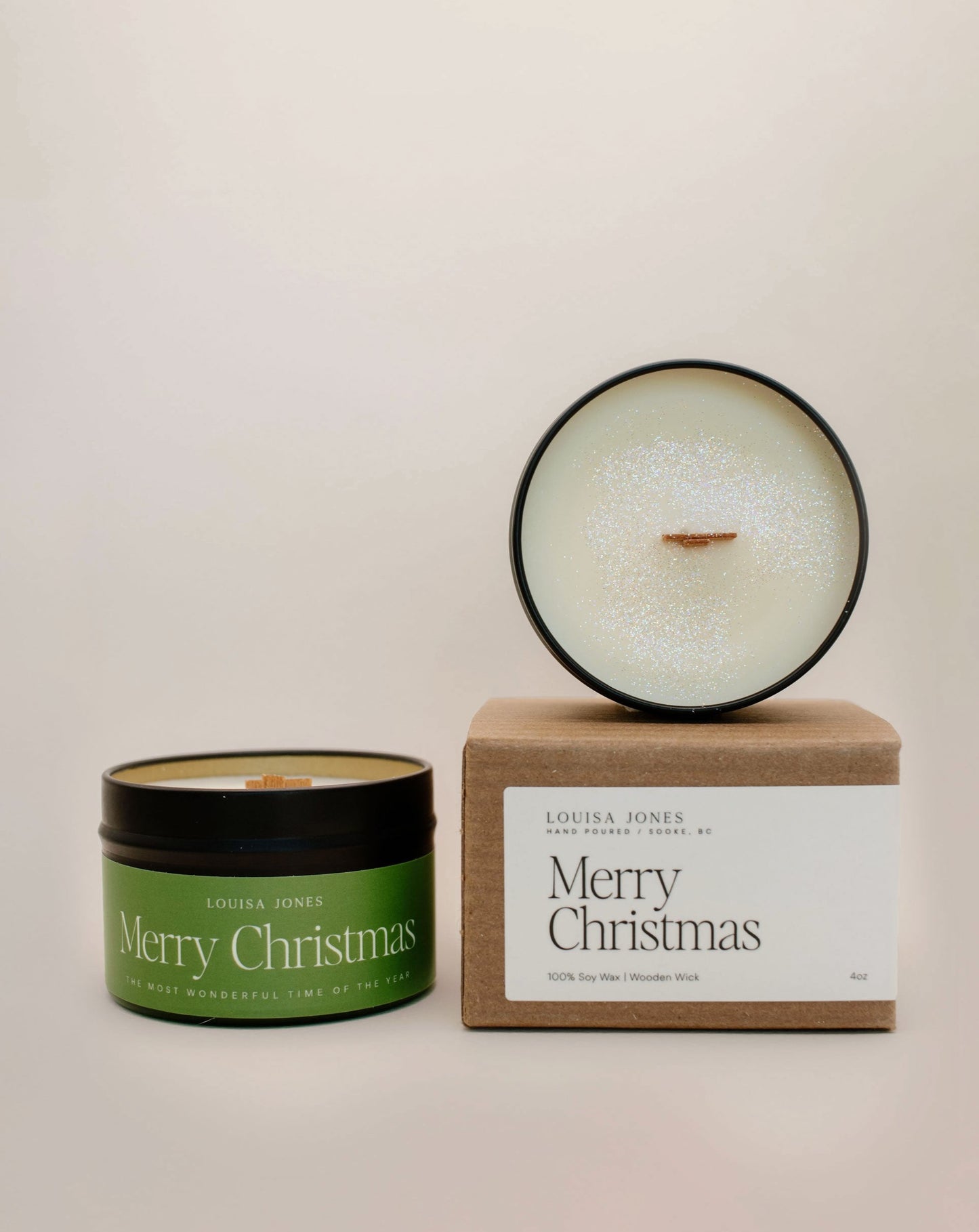 Merry Christmas candle travel tin