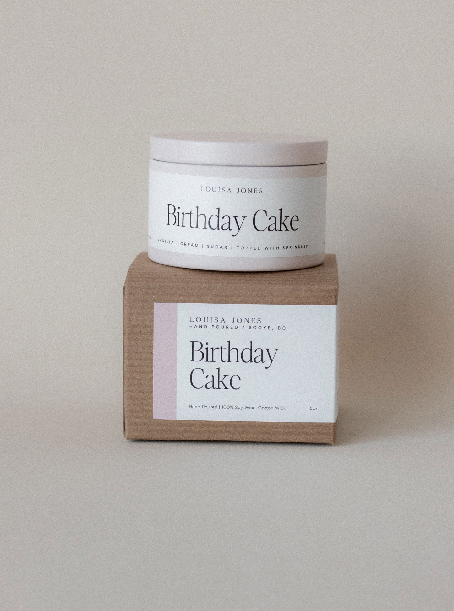 Blush Pink Birthday cake candle tin - LouisaJonesco