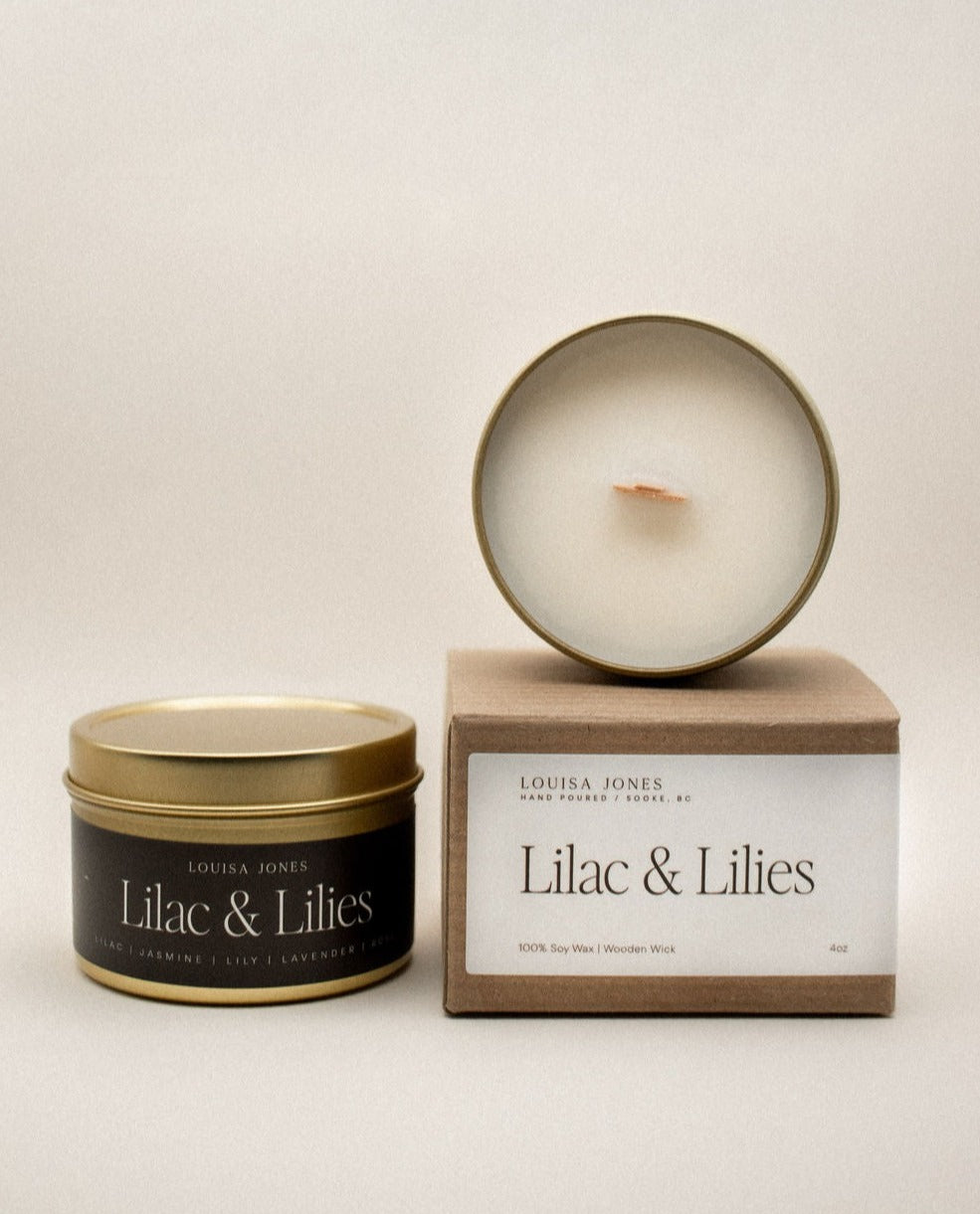 NEW Lilac and Lilies candle travel tin - LouisaJonesco