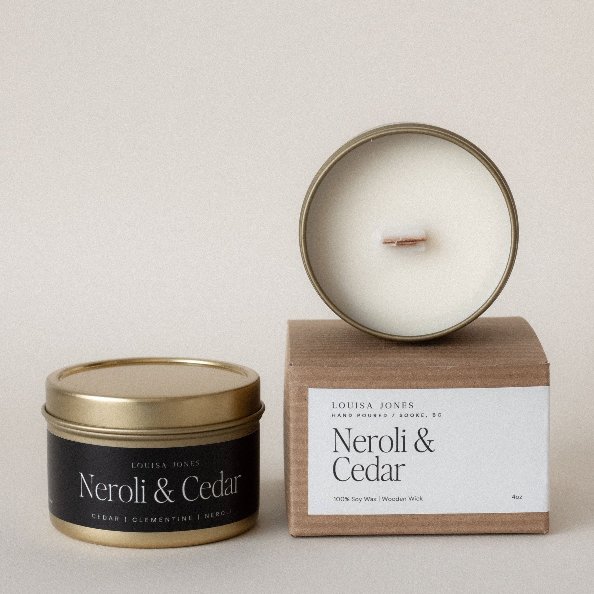 Neroli and Cedar Candle travel tin - LouisaJonesco